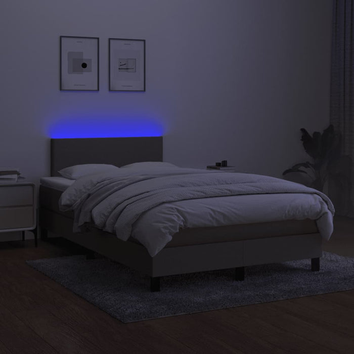 Letto a Molle con Materasso e LED Tortora 120x200cm in Tessuto 3132985