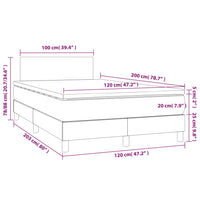 Letto a Molle con Materasso e LED Tortora 120x200cm in Tessuto 3132985