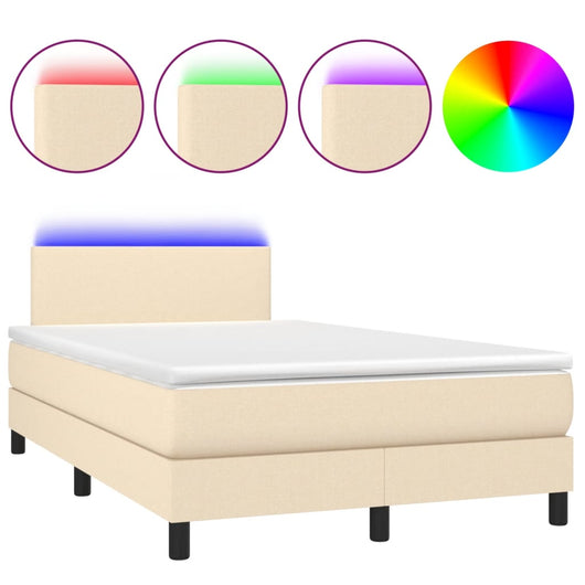 Letto a Molle con Materasso e LED Crema 120x200cm in Tessuto cod mxl 54746