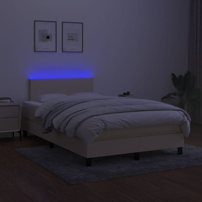 Letto a Molle con Materasso e LED Crema 120x200cm in Tessuto cod mxl 54746