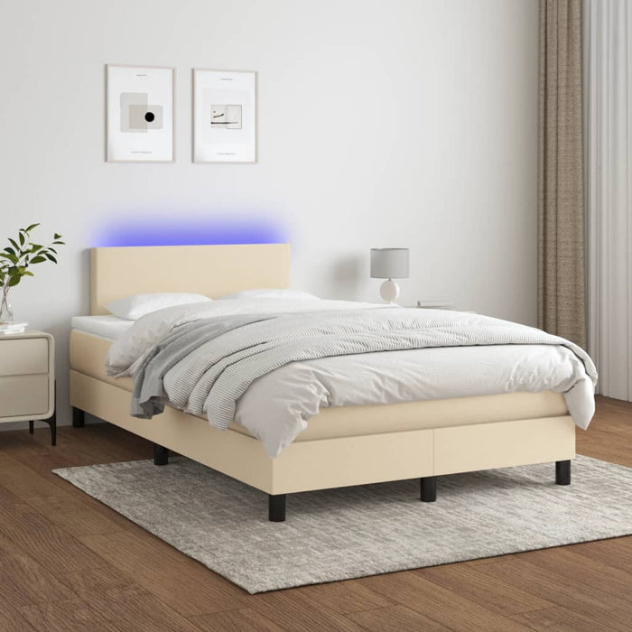 Letto a Molle con Materasso e LED Crema 120x200cm in Tessuto cod mxl 54746