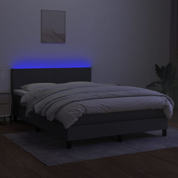 Letto a Molle Materasso e LED Grigio Scuro 140x190cm in Tessuto 3132990