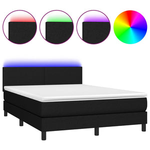 Letto a Molle con Materasso e LED Nero 140x190 cm in Tessutocod mxl 98776