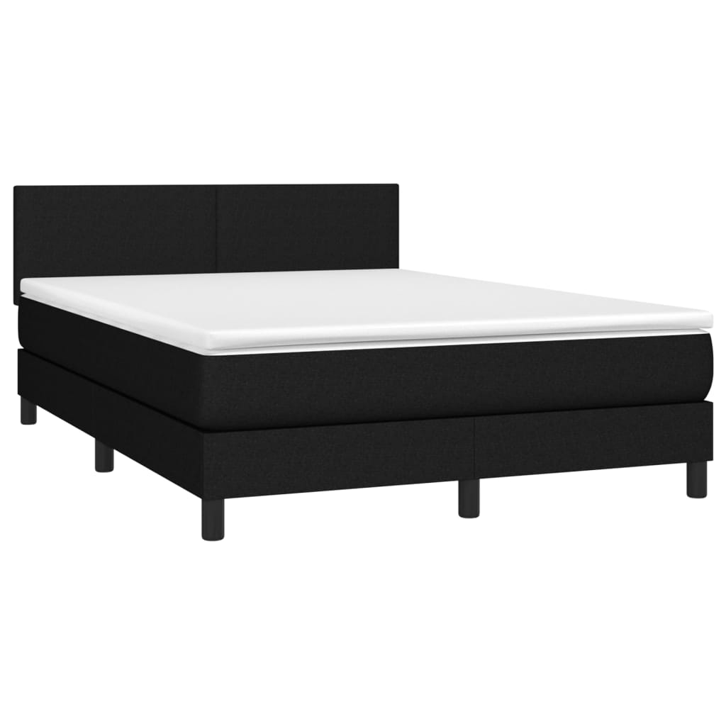 Letto a Molle con Materasso e LED Nero 140x190 cm in Tessutocod mxl 98776