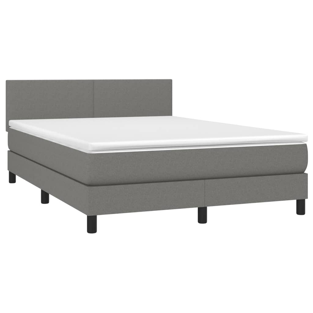 Letto a Molle Materasso e LED Grigio Scuro 140x200cm in Tessuto cod mxl 54095