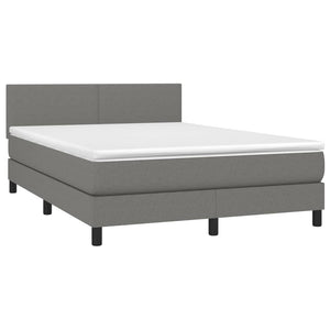 Letto a Molle Materasso e LED Grigio Scuro 140x200cm in Tessuto 3132998