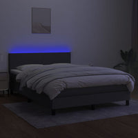 Letto a Molle Materasso e LED Grigio Scuro 140x200cm in Tessuto cod mxl 54095