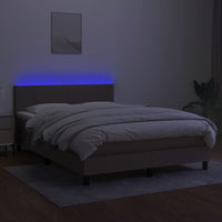 Letto a Molle con Materasso e LED Tortora 140x200 cm in Tessuto cod mxl 35717