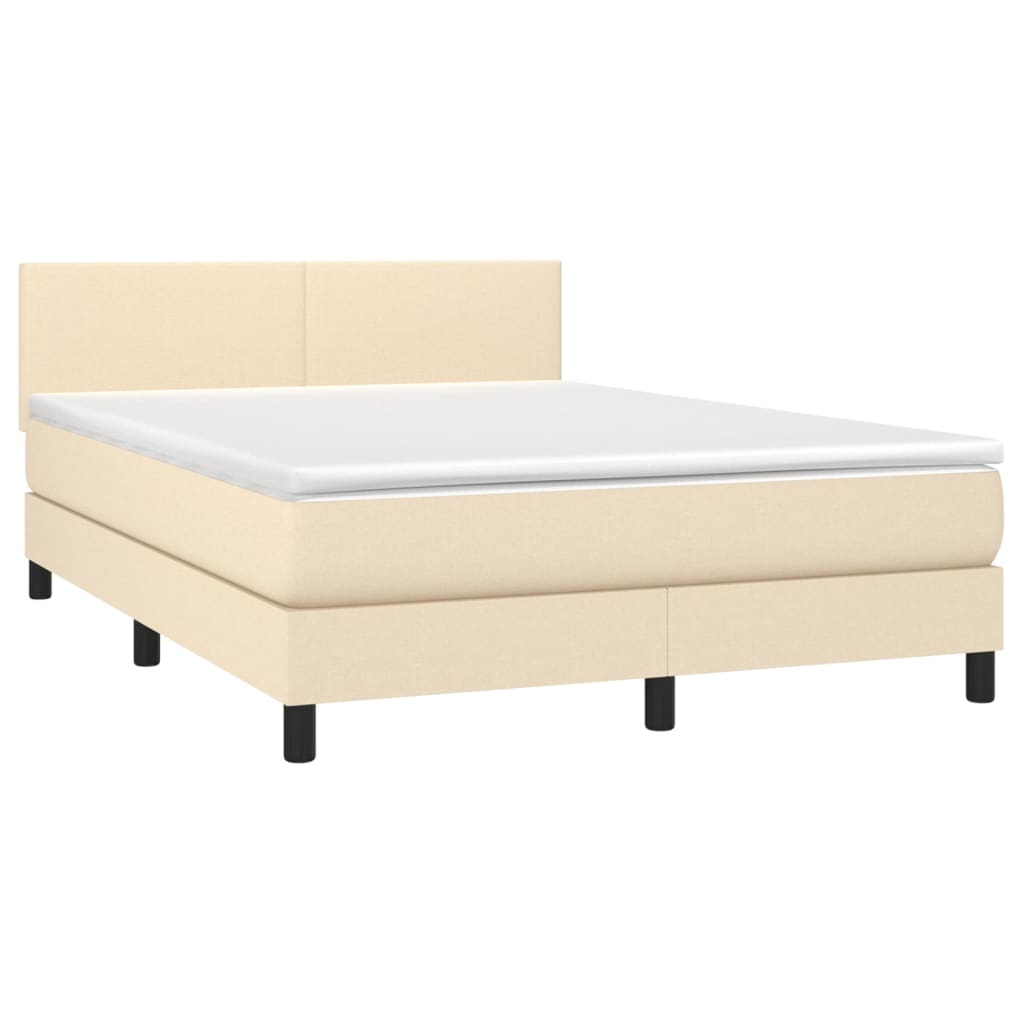 Letto a Molle con Materasso e LED Crema 140x200 cm in Tessuto cod mxl 54394