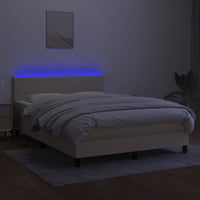 Letto a Molle con Materasso e LED Crema 140x200 cm in Tessuto cod mxl 54394