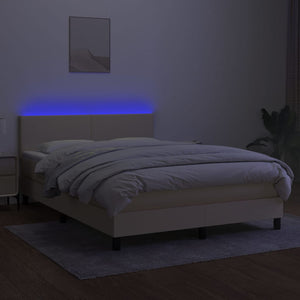 Letto a Molle con Materasso e LED Crema 140x200 cm in Tessuto cod mxl 54394