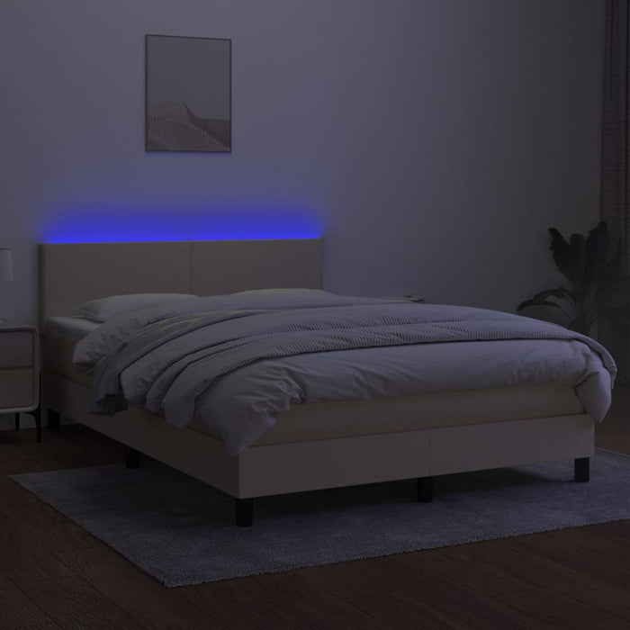 Letto a Molle con Materasso e LED Crema 140x200 cm in Tessuto cod mxl 54394