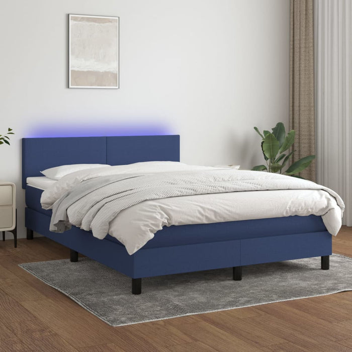 Letto a Molle con Materasso e LED Blu 140x200 cm in Tessuto 3133003