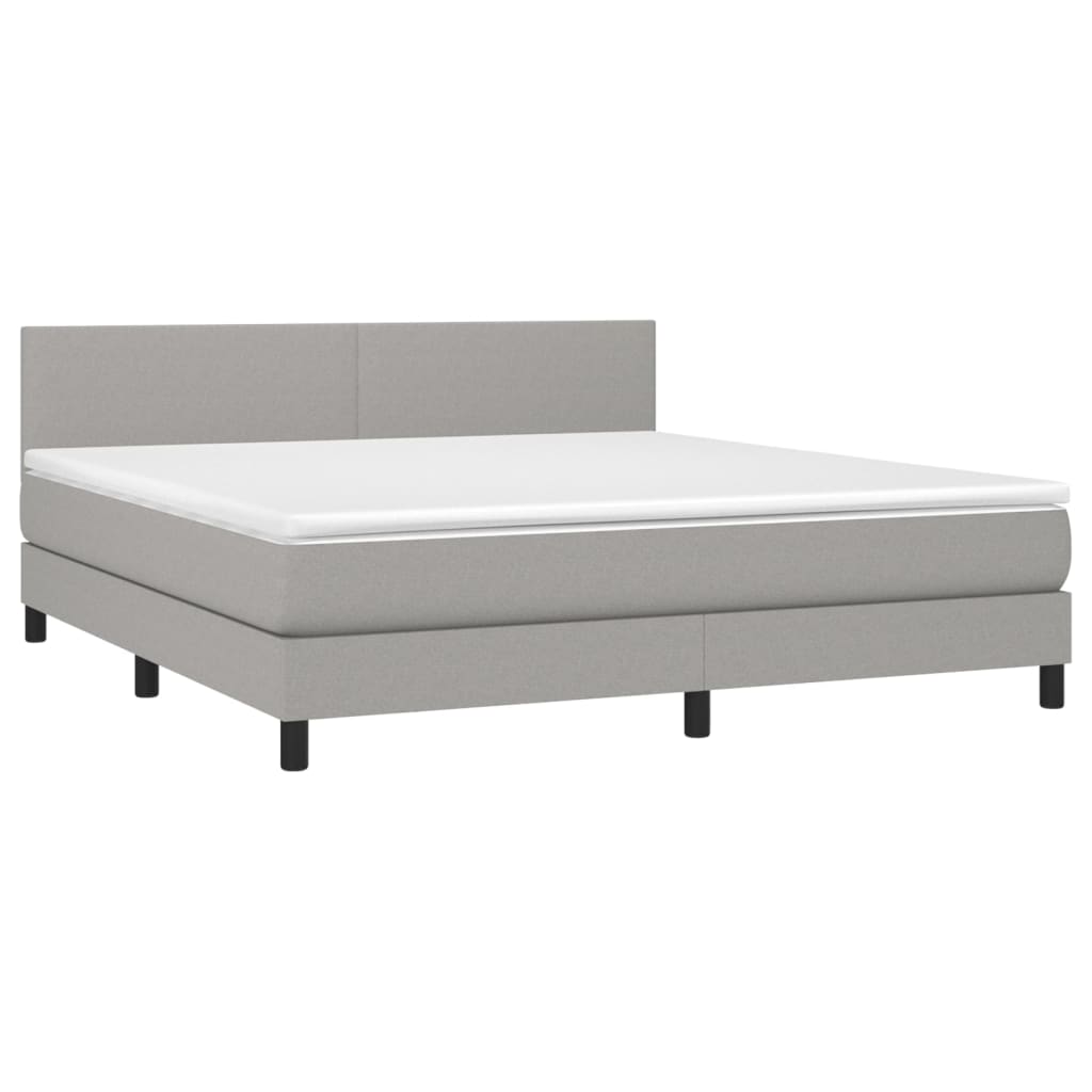 Letto a Molle Materasso e LED Grigio Chiaro 160x200 cm Tessuto cod mxl 45544