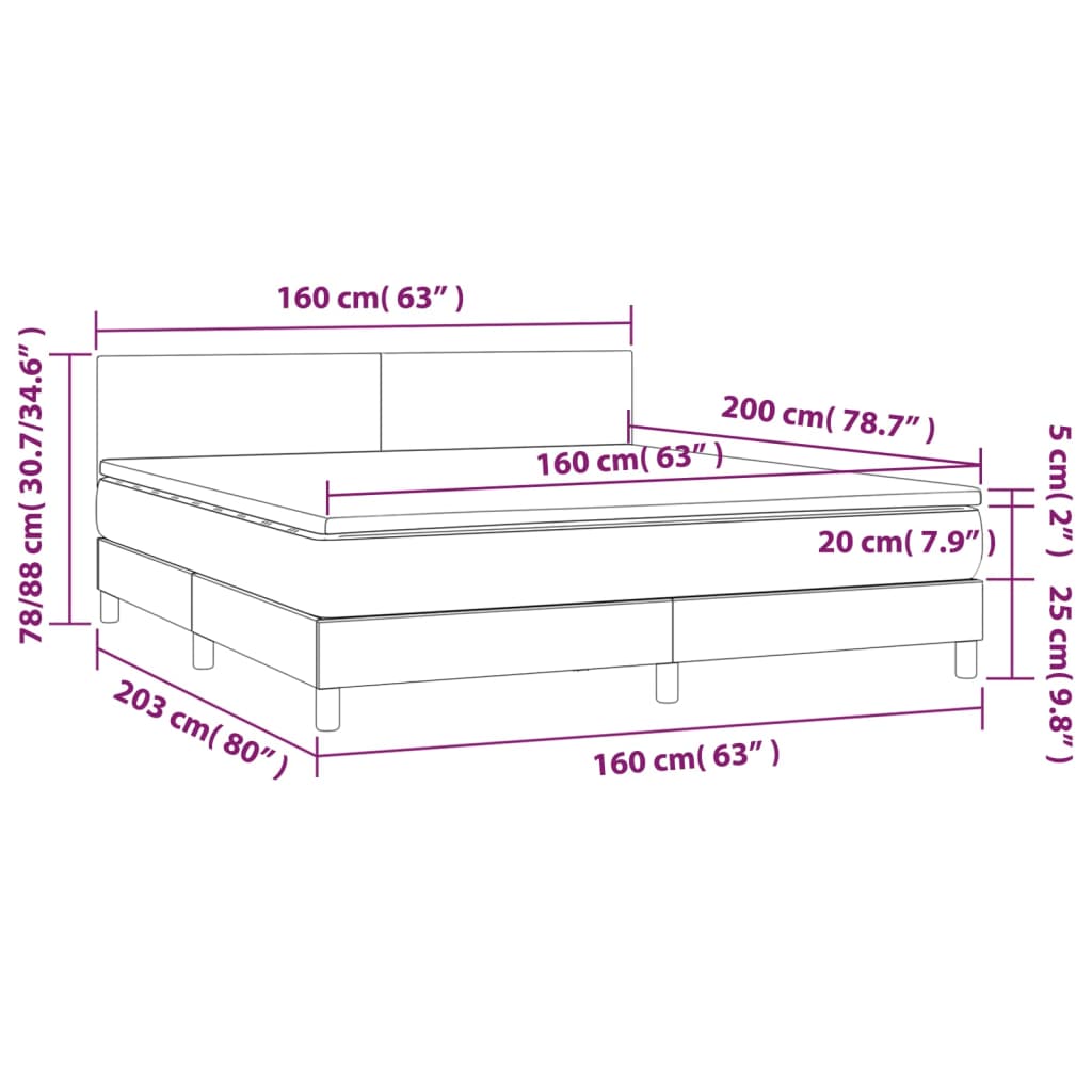 Letto a Molle Materasso e LED Grigio Chiaro 160x200 cm Tessuto cod mxl 45544