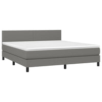 Letto a Molle Materasso e LED Grigio Scuro 160x200cm in Tessuto 3133006