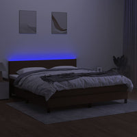 Letto a Molle Materasso e LED Marrone Scuro 160x200 cm Tessuto 3133008