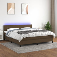 Letto a Molle Materasso e LED Marrone Scuro 160x200 cm Tessuto 3133008