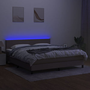 Letto a Molle con Materasso e LED Tortora 160x200 cm in Tessuto cod mxl 62977