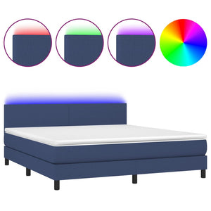 Letto a Molle con Materasso e LED Blu 160x200 cm in Tessutocod mxl 79902