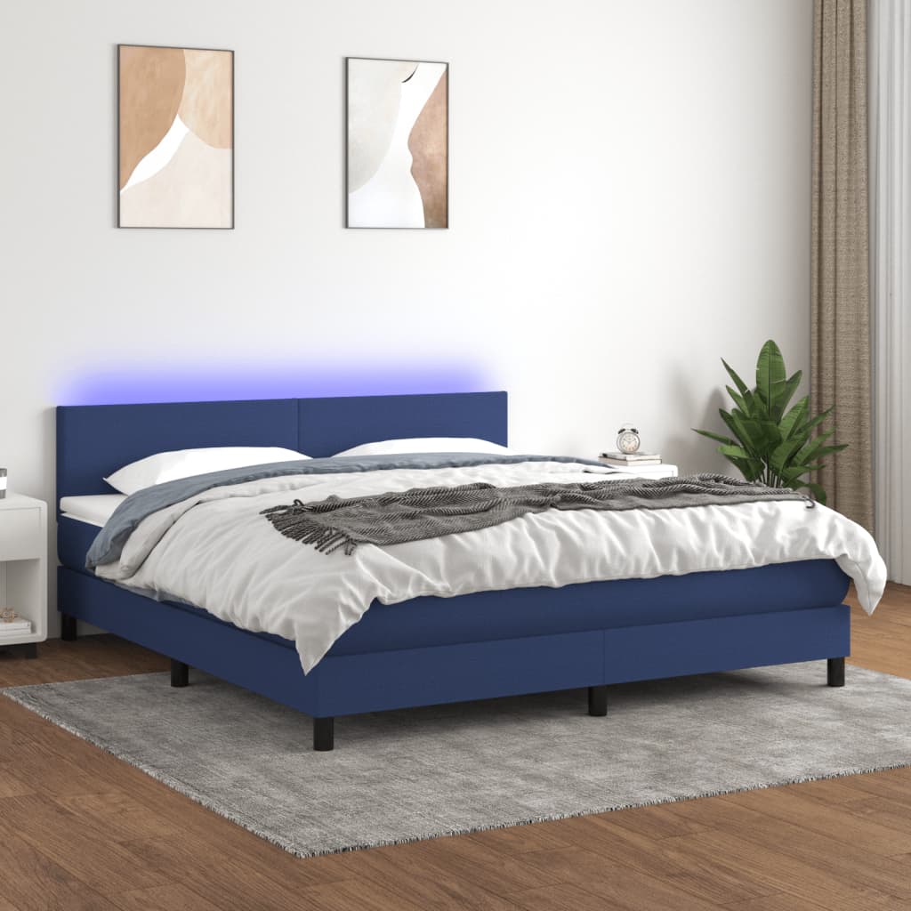 Letto a Molle con Materasso e LED Blu 160x200 cm in Tessutocod mxl 79902