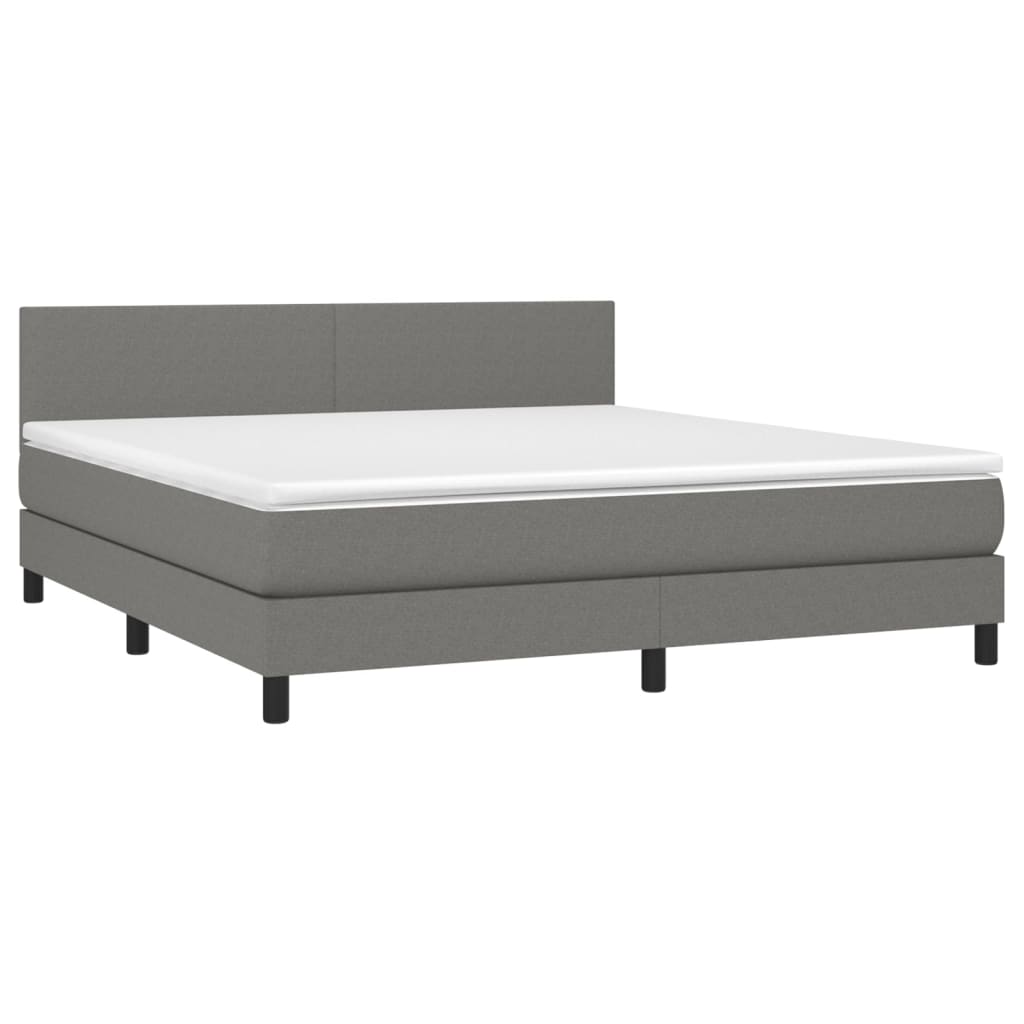 Letto a Molle Materasso e LED Grigio Scuro 180x200cm in Tessuto cod mxl 65266