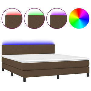 Letto a Molle Materasso e LED MarroneScuro 180x200cm in Tessuto cod mxl 58745