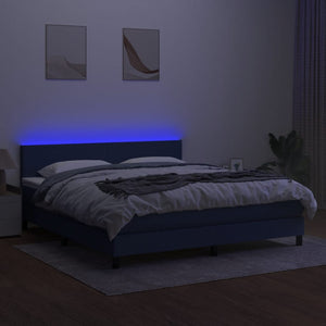 Letto a Molle con Materasso e LED Blu 180x200 cm in Tessuto cod mxl 62329