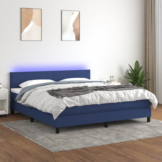 Letto a Molle con Materasso e LED Blu 180x200 cm in Tessuto cod mxl 62329