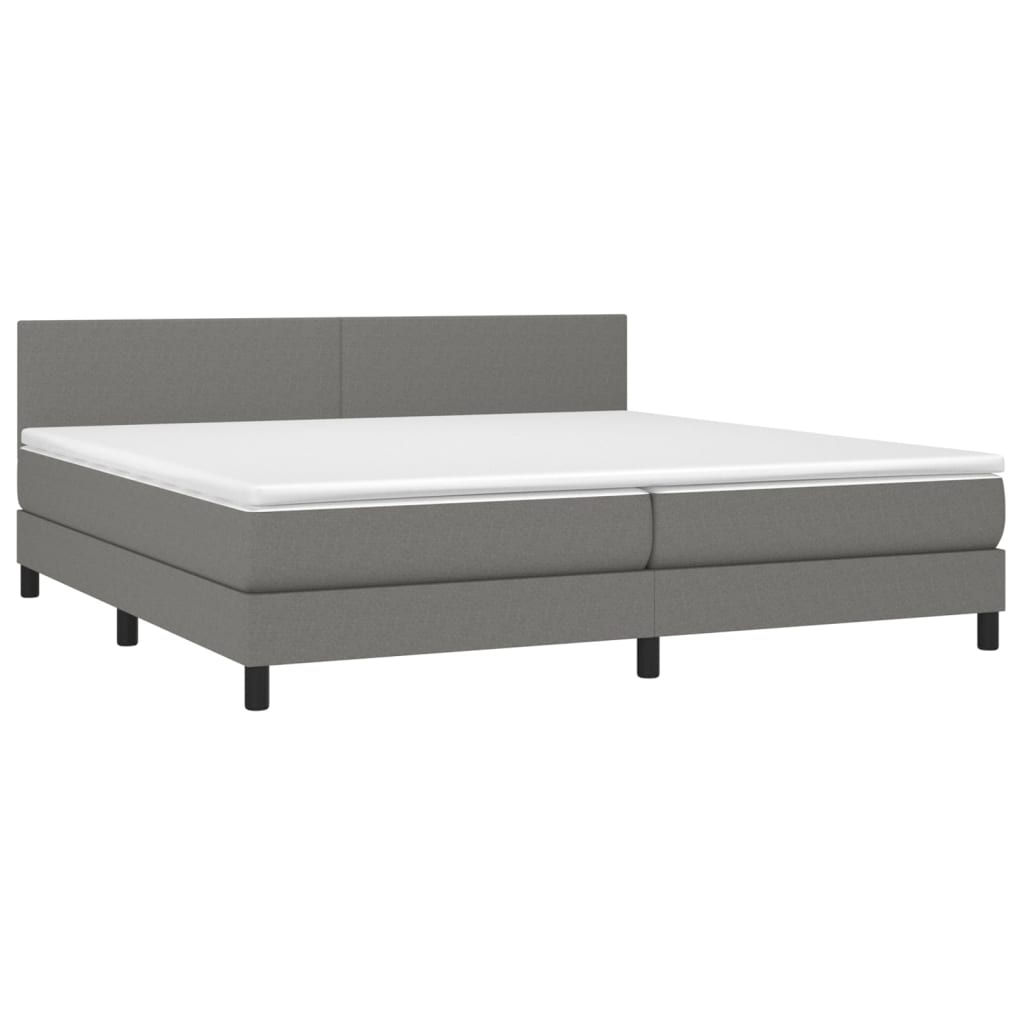 Letto a Molle Materasso e LED Grigio Scuro 200x200cm in Tessuto cod mxl 59991