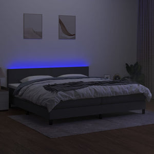 Letto a Molle Materasso e LED Grigio Scuro 200x200cm in Tessuto cod mxl 59991