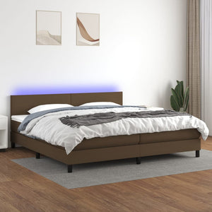 Letto a Molle Materasso e LED Marronescuro 200x200cm in Tessuto cod mxl 56426