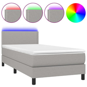 Letto a Molle Materasso e LED Grigio Chiaro 80x200 cm Tessuto cod mxl 37145