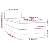 Letto a Molle Materasso e LED Grigio Chiaro 80x200 cm Tessuto cod mxl 37145