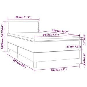 Letto a Molle Materasso e LED Grigio Chiaro 80x200 cm Tessuto cod mxl 37145