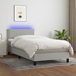 Letto a Molle Materasso e LED Grigio Chiaro 80x200 cm Tessuto cod mxl 37145