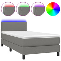 Letto a Molle Materasso e LED Grigio Scuro 80x200 cm in Tessuto cod mxl 37519