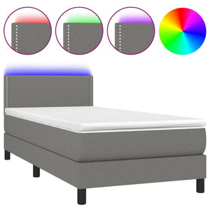 Letto a Molle Materasso e LED Grigio Scuro 80x200 cm in Tessuto cod mxl 37519