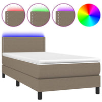 Letto a Molle con Materasso e LED Tortora 80x200 cm in Tessuto cod mxl 35402