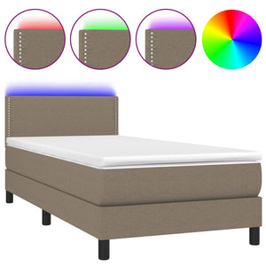 Letto a Molle con Materasso e LED Tortora 80x200 cm in Tessuto cod mxl 35402