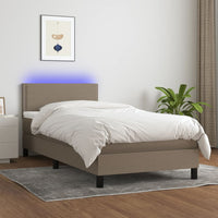 Letto a Molle con Materasso e LED Tortora 80x200 cm in Tessuto cod mxl 35402