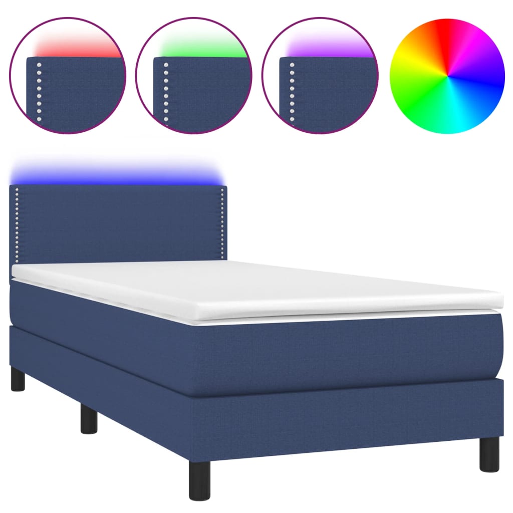 Letto a Molle con Materasso e LED Blu 80x200 cm in Tessuto cod mxl 55449