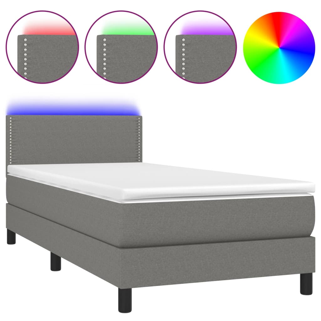 Letto a Molle Materasso e LED Grigio Scuro 90x190 cm in Tessutocod mxl 98777