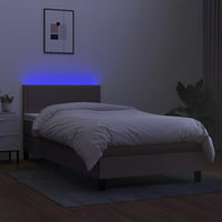 Letto a Molle con Materasso e LED Tortora 90x190 cm in Tessuto 3133041