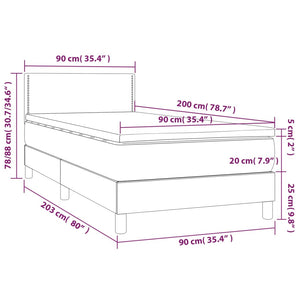 Letto a Molle con Materasso e LED Tortora 90x200 cm in Tessuto cod mxl 33212