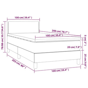 Letto a Molle con Materasso e LED Crema 100x200cm in Tessuto 3133058