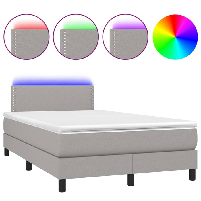 Letto a Molle Materasso e LED Grigio Chiaro 120x200 cm Tessuto cod mxl 57751