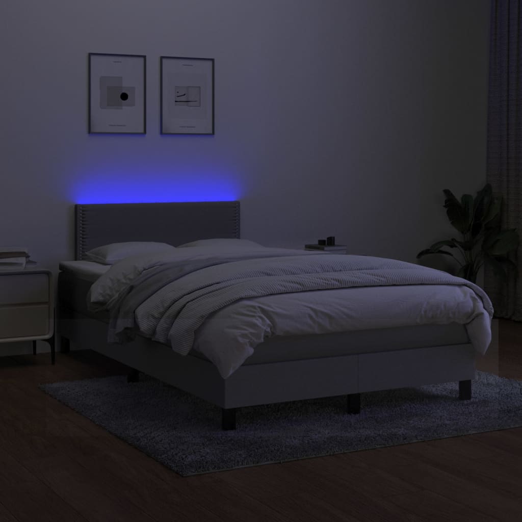 Letto a Molle Materasso e LED Grigio Chiaro 120x200 cm Tessuto cod mxl 57751