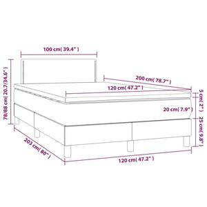 Letto a Molle Materasso e LED Grigio Chiaro 120x200 cm Tessuto cod mxl 57751