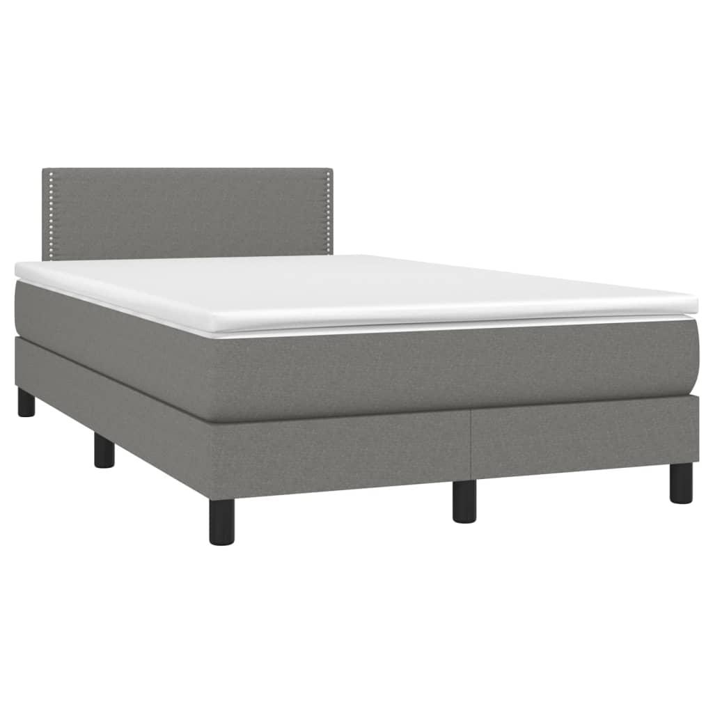 Letto a Molle Materasso e LED Grigio Scuro 120x200cm in Tessuto 3133062